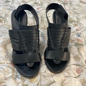 Charles David black leather High-heel sandals 7.5